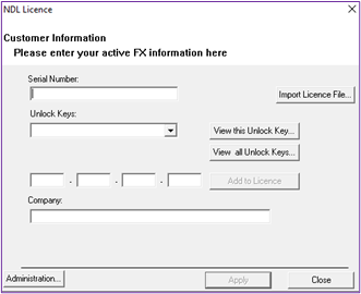Picture showing the NDL Licence Dialog Box. 